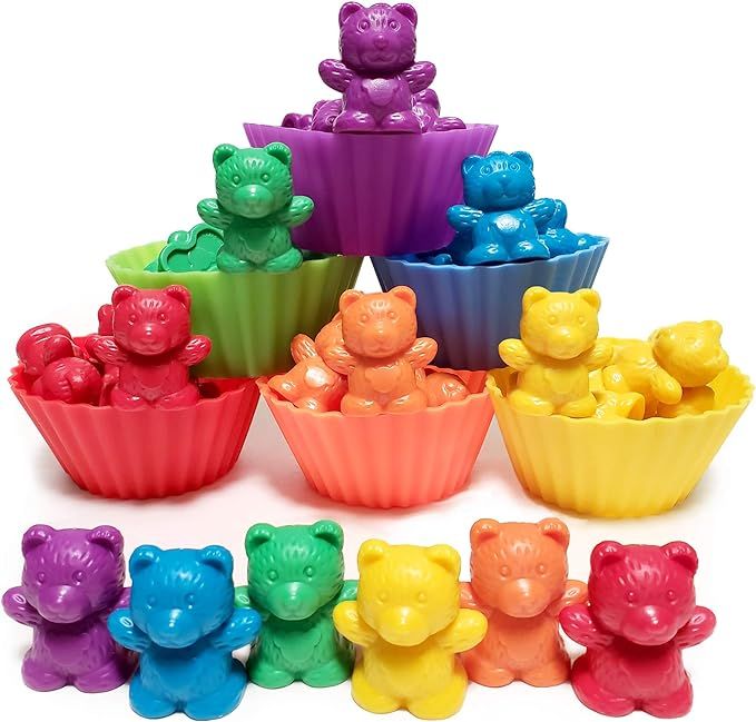 Jumbo Counting Bears with Stacking Cups - Montessori Educational Sorting Rainbow Toys For 3 Year ... | Amazon (US)