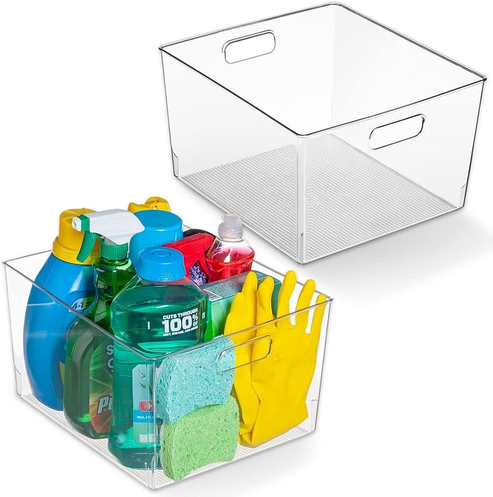 ClearSpace XL Clear Plastic Storage Bins - 2 Pack for Kitchen Cabinet and Fridge Organization | Amazon (US)