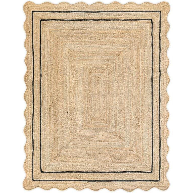 Weaving Village Wave Scalloped Natural Jute Rug Boho Jute Rug Entryway Runner Rug Farmhouse Scall... | Walmart (US)