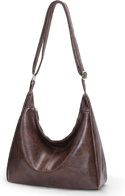 Slouchy Hobo Bags for Women,Brown Leather Shoulder Bag Everyday Purse Daily Commuting Bag Fall Ha... | Amazon (US)