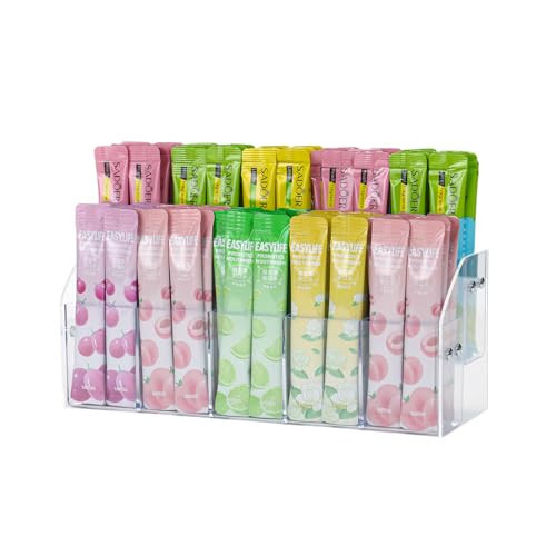 CLUQMEIK 2-Tier Drink Packet Organizer, Acrylic Flavor Water Packet Holder with 10 Compartment, Drink Mix Organizer Sugar Packet Holder for Coffee Sugar Water Packets | Amazon (US)