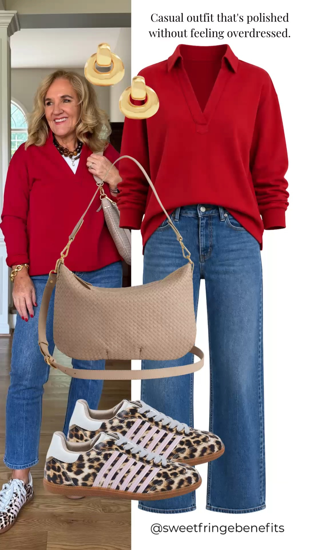 This red collared sweater is an easy way to add color to your everyday wardrobe. Soft, polished, and perfect with straight-leg jeans and sneakers for casual days that still feel put together.

💡 LTK MADE EASY
❤️ Heart = Support my posts!
🔖 Save = Get sale & restock alerts
📋 Lists = Keep favorites organized
📲 Share = Send lists and products to a friend. Hello, Christmas List!
💬 Comment = Ask me anything about what I'm wearing. 🙂

#LTKgrwm #LTKootd #LTKOver40