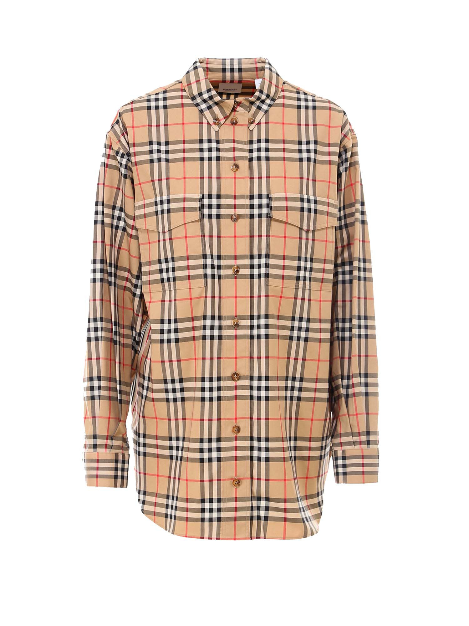 Women's Burberry Woman Traditional Check Shirt in Beige | StockX