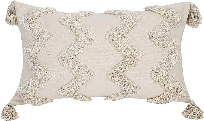 Faycole BohoTufted Zigzag Lumbar Throw Pillow Covers with Tassels Decorative Rectangle Pillow She... | Amazon (US)