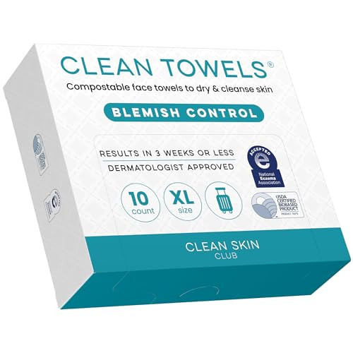 Clean Skin Club Blemish Control Clean Towels® XL, Travel Pack,Face Towels, Light Exfoliation for Oily Skin, Eczema Association Accepted Face Towel, TSA-Approved Travel Essential,1 Pack, 10 Ct Total | Amazon (US)