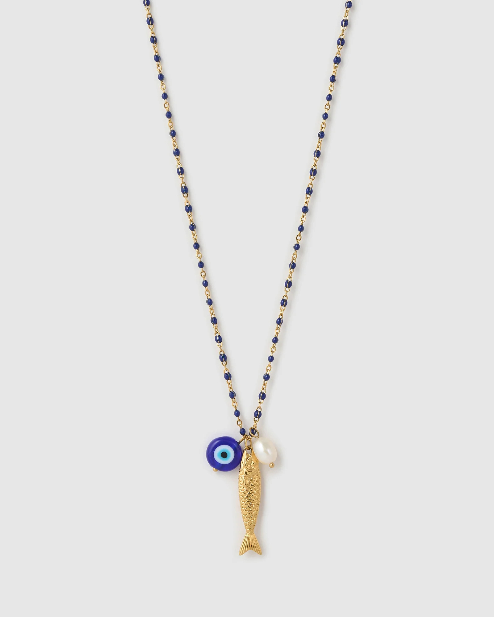 Lucky Fish Charm Necklace - Blueberry | Arms Of Eve