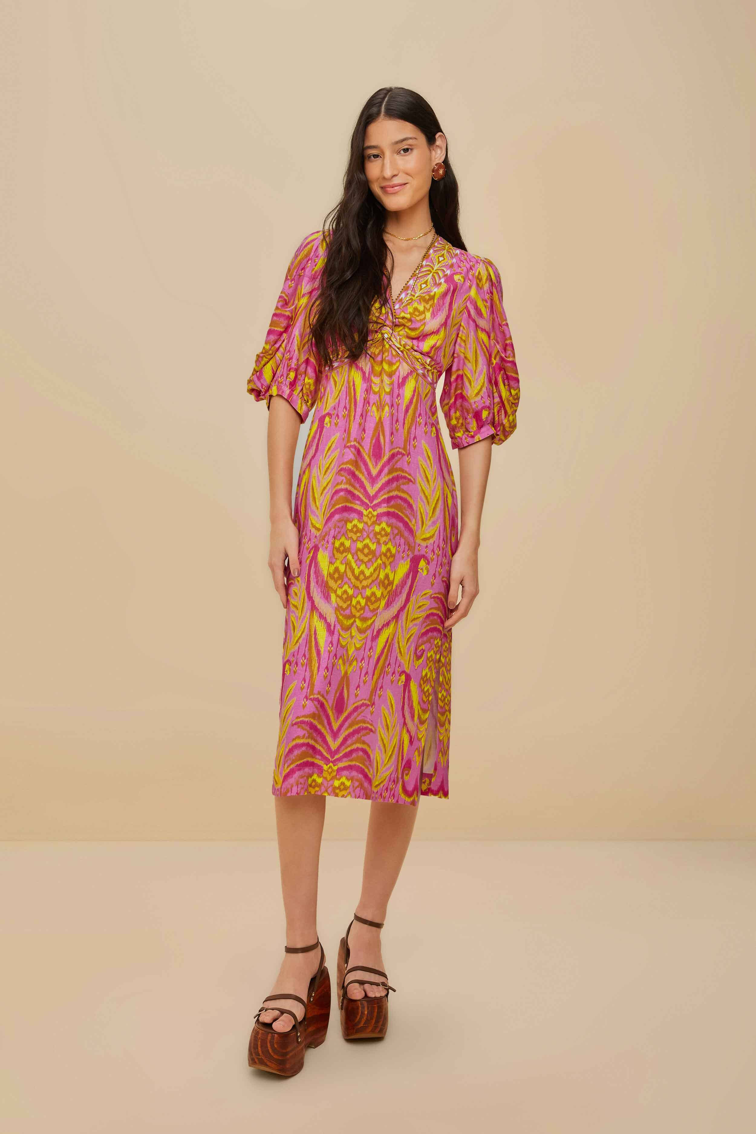 Pineapple Tapestry Pink Midi Dress | FarmRio (US)