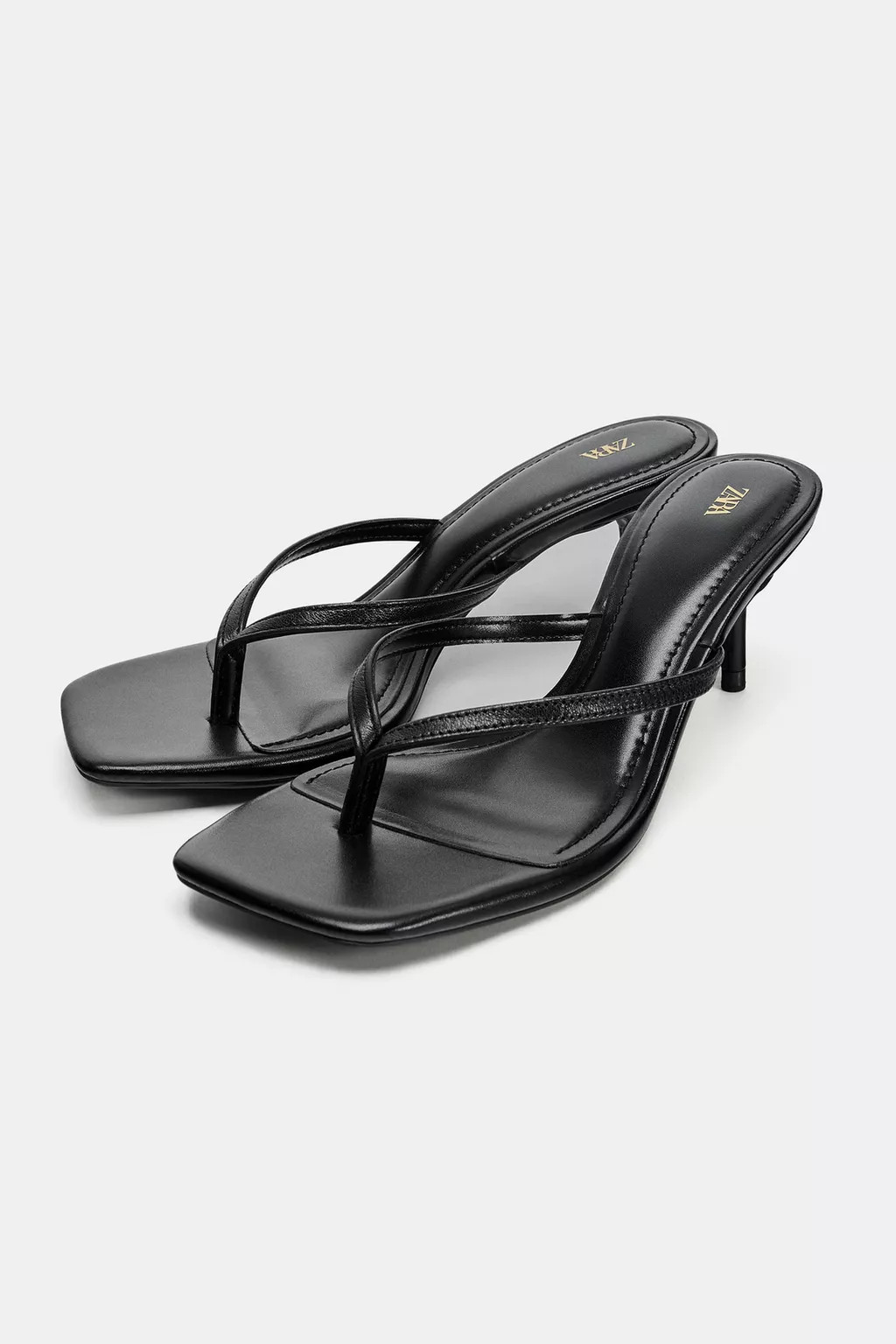 LEATHER STRAP HEELED SANDALS | Zara US