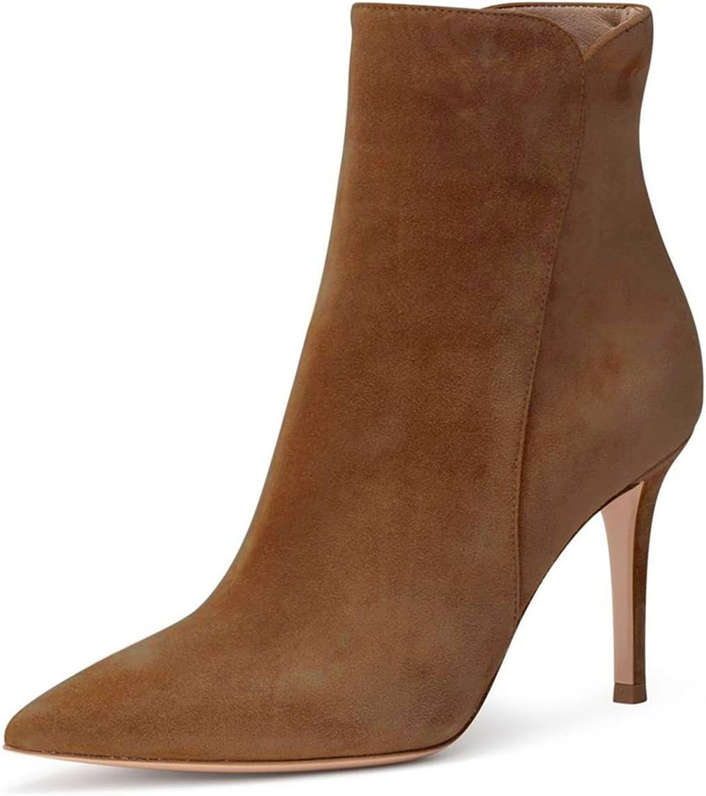 JANSEVEN Women's Heeled Ankle Boots Stiletto High Heel Booties Pointed Toe Comfortable Sexy Classic Short Boots | Amazon (US)