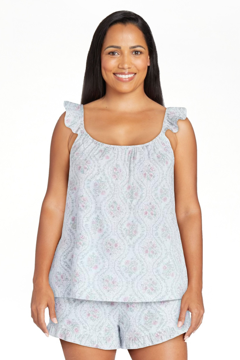 Joyspun Women's Woven Sleep Cami and Shorts Set with Ruffle, 2-Piece, Sizes XS-3X | Walmart (US)
