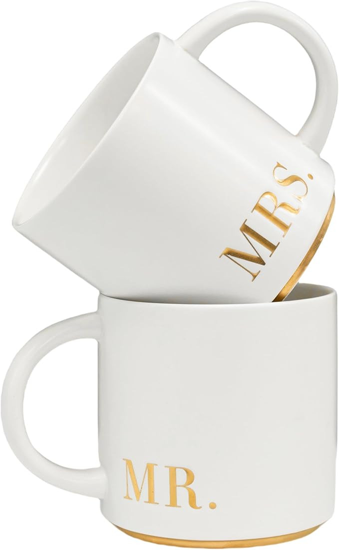 COLLECTIVE HOME - Mr. & Mrs. Ceramic Mugs, Wedding Gift Set, Perfect Luxury Couple's Gift, Elegan... | Amazon (US)
