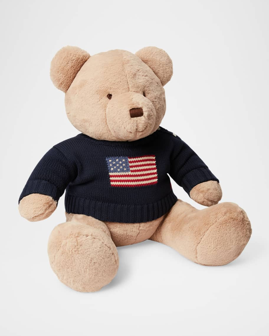 Ralph Lauren Childrenswear Kid's Large Flag Sweater Plush Polo Teddy Bear | Neiman Marcus