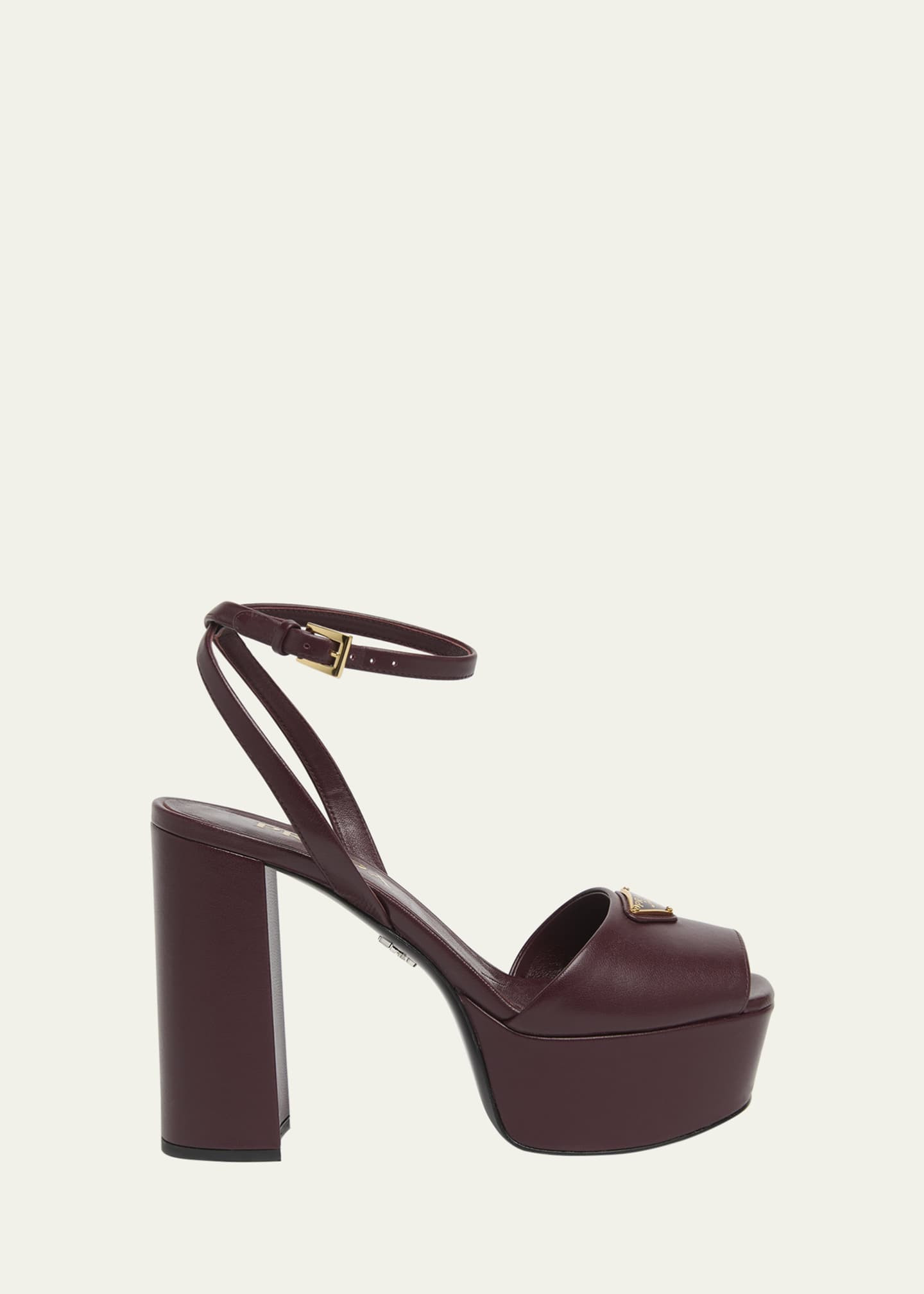 Prada Nappa Triangle Peep-Toe Platform Sandals | Bergdorf Goodman
