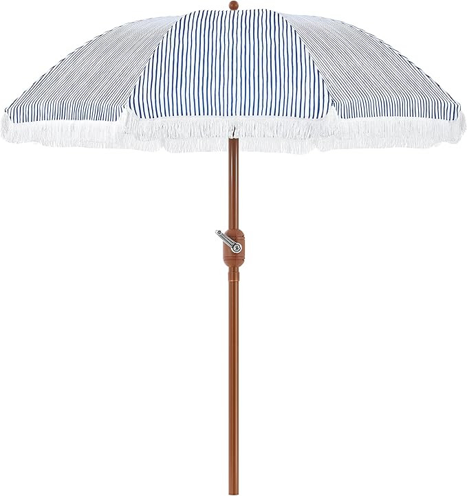Yaheetech 9ft Patio Umbrella with Tassels, Fringe Portable Beach Umbrella, Umbrella Outdoor Patio... | Amazon (US)