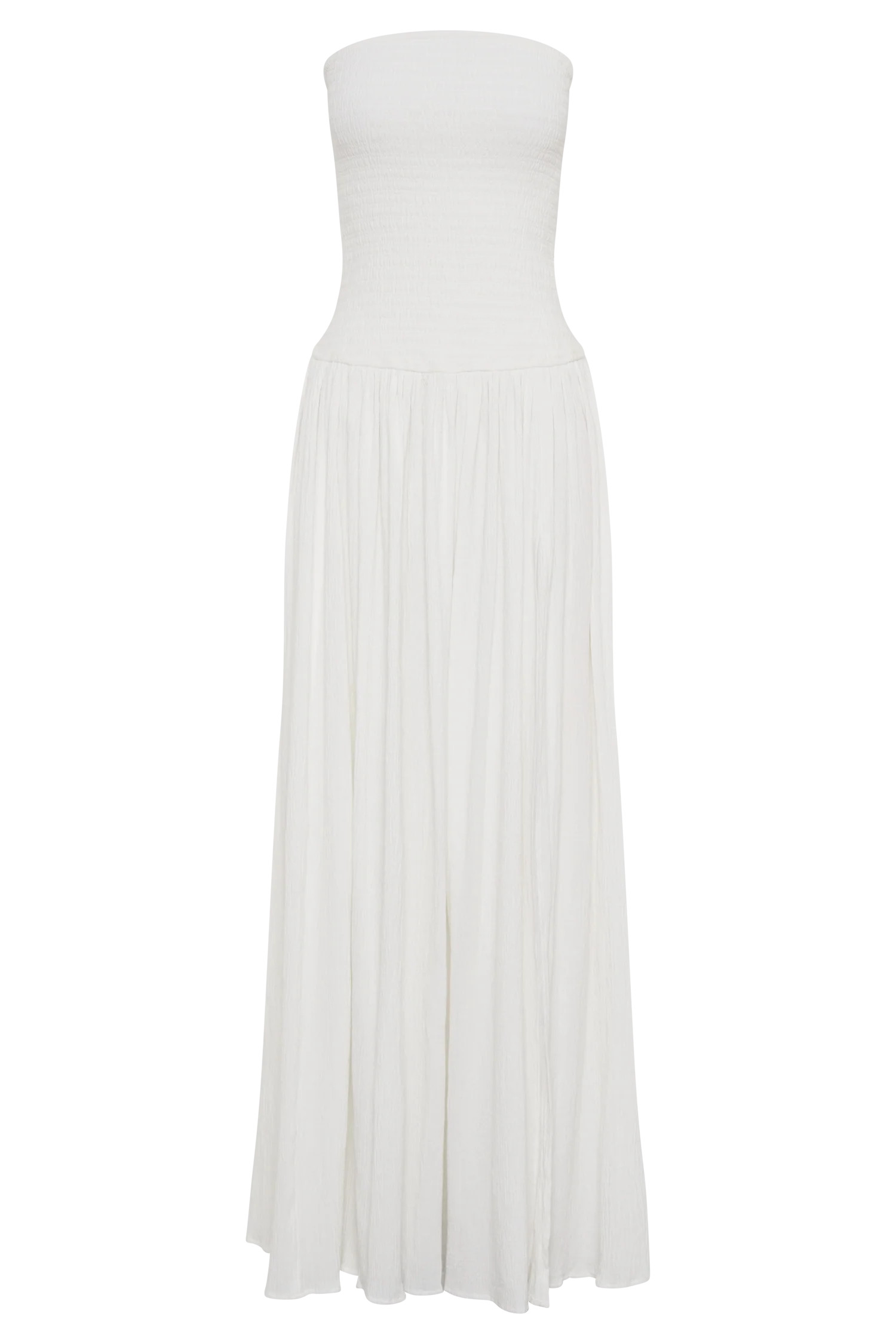 Maureen Cotton Shirring Maxi Dress - Ivory | MESHKI US