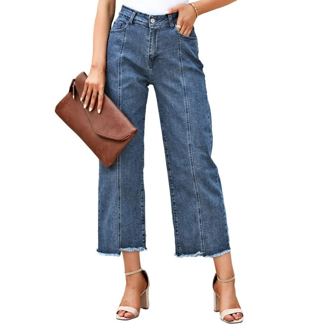 Dokotoo Womens Wide Leg Jeans High Rised Baggy Jeans Boyfriend Stretchy Wide Straight Leg Denim J... | Walmart (US)