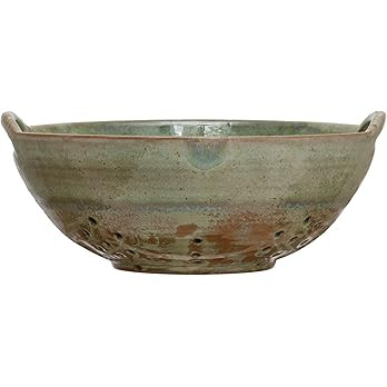 Creative Co-Op Stoneware Berry Bowl with Handles, Aqua Reactive Glaze | Amazon (US)