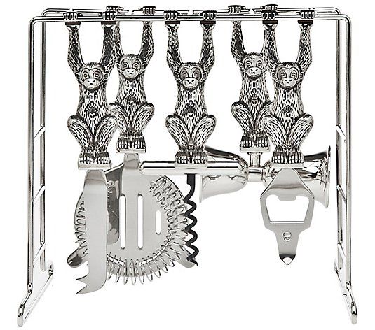 Godinger 6-Piece Monkey Bar Bartool Set | QVC