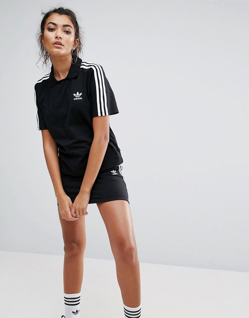 adidas Originals Black Three Stripe Turtleneck T-Shirt - Black | ASOS US