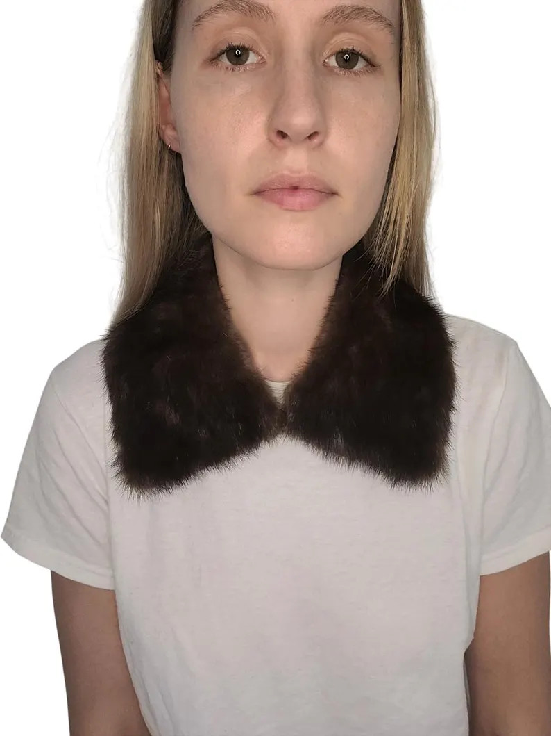 Vintage Brown Fur Collar, Satin Lined - Etsy | Etsy (US)