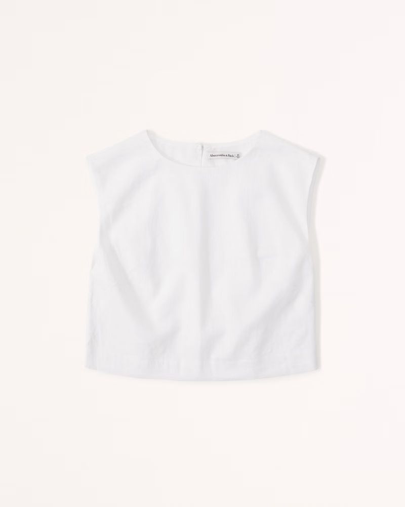 Linen-Blend Wide Strap Shell Top | Abercrombie & Fitch (US)