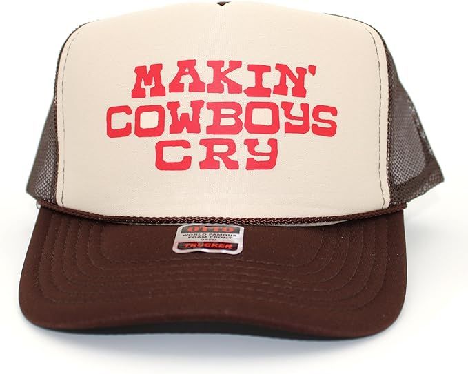 Makin' Cowboys Cry Original Trucker Hat - Trendy Vintage Western Graphic Y2K Snapback Cap for Men... | Amazon (US)