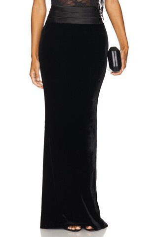 Flora Velvet Skirt in Black | Revolve Clothing (Global)