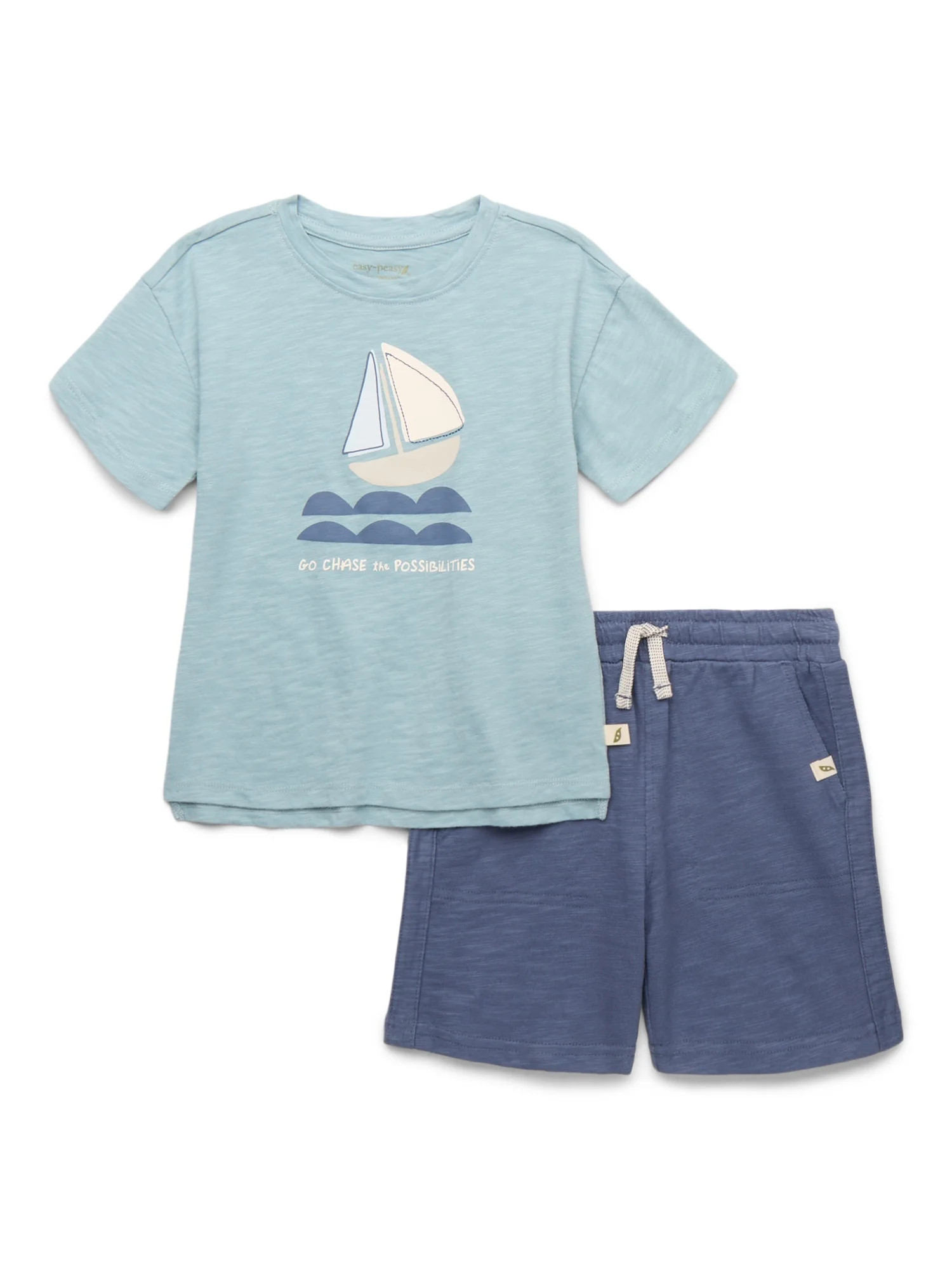 easy-peasy Toddler Boys Organic Cotton Graphic Tee & Pocket Shorts Set, 2-Piece, Sizes 18M-5T | Walmart (US)