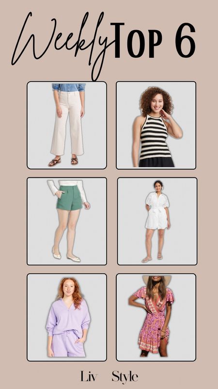 This week’s top 6! Super flattering cropped pants and dress shorts, crocheted tank in multiple colors, eyelet dress, the comfiest set and this gorgeous spring dress in so many different color and print options! 

#LTKworkwear #LTKstyletip #LTKfindsunder50