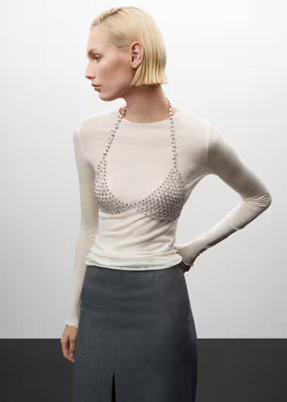 Rhinestone crystal body necklace | MANGO (US)