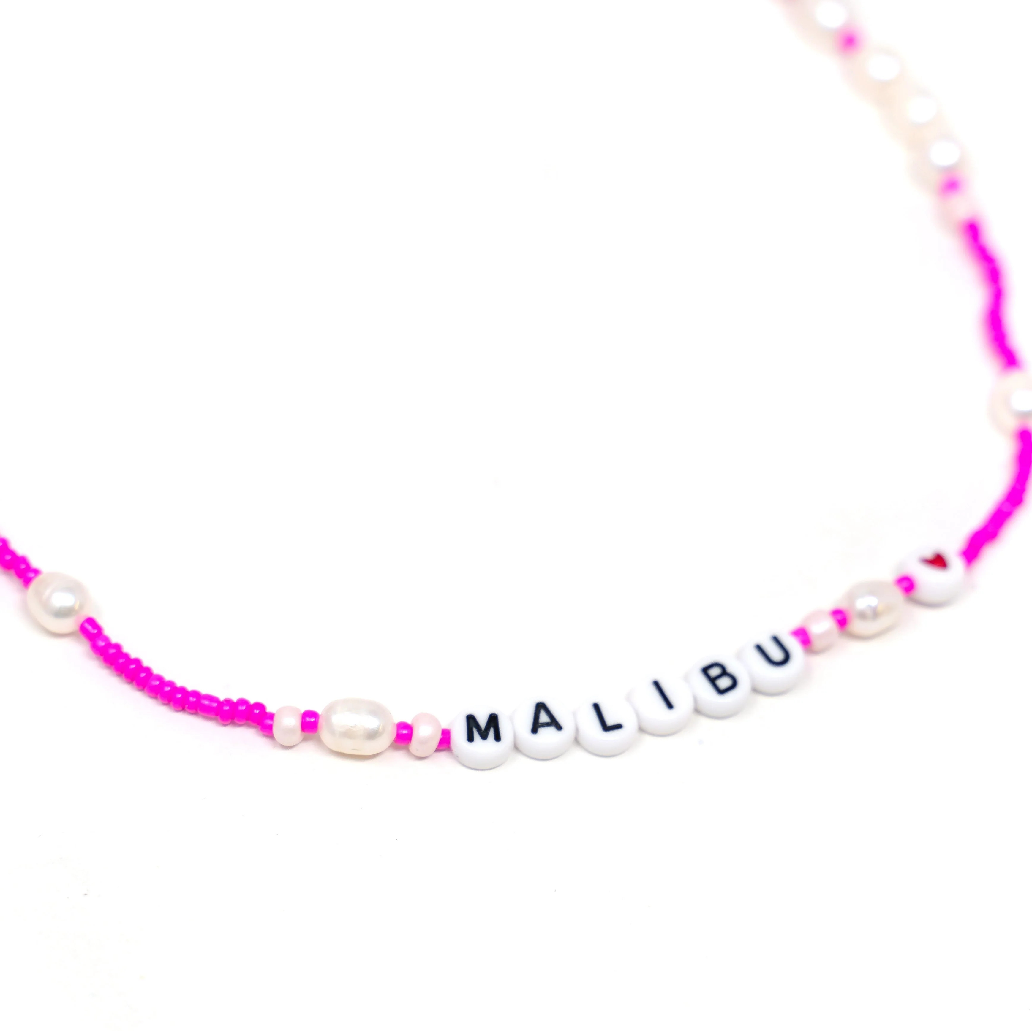 Customized Malibu Pink Beaded Necklace | The Sis Kiss