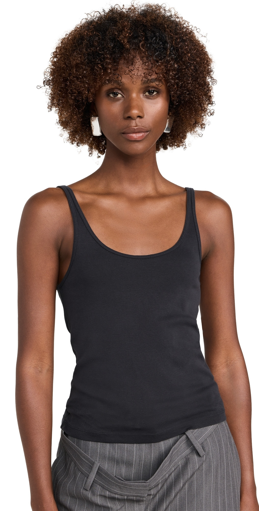 St. Agni Cotton Slim Scoop Tank Black L | Shopbop