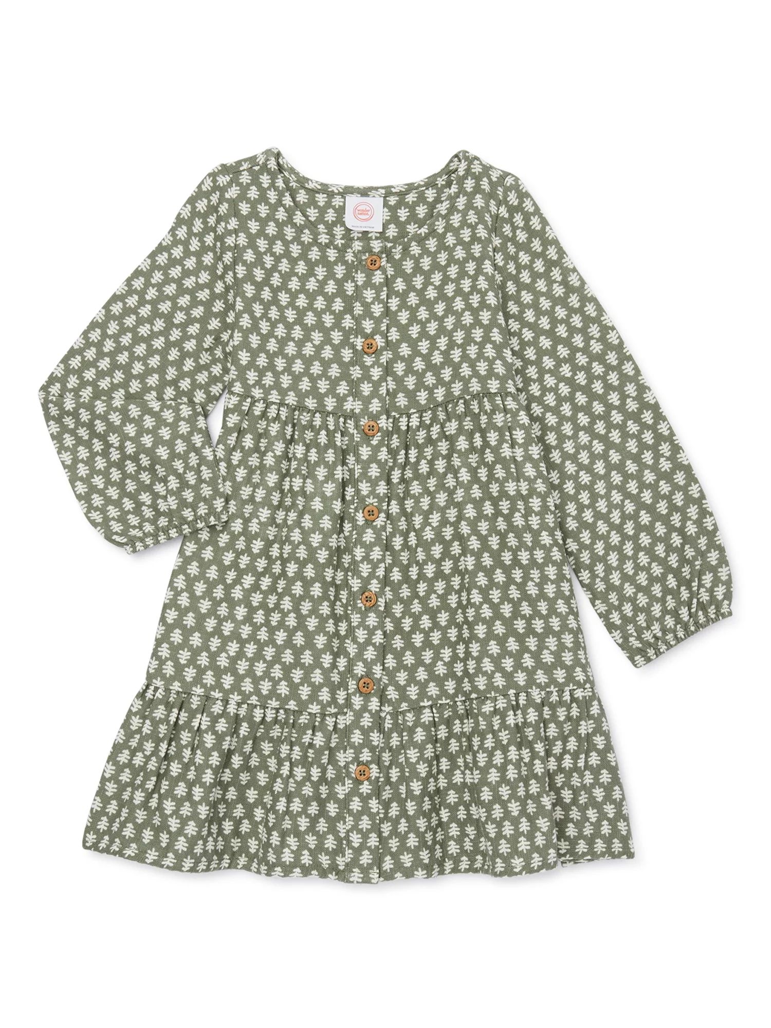 Wonder Nation Toddler Girls Long Sleeve Woven Dress, Sizes 12M-5T | Walmart (US)