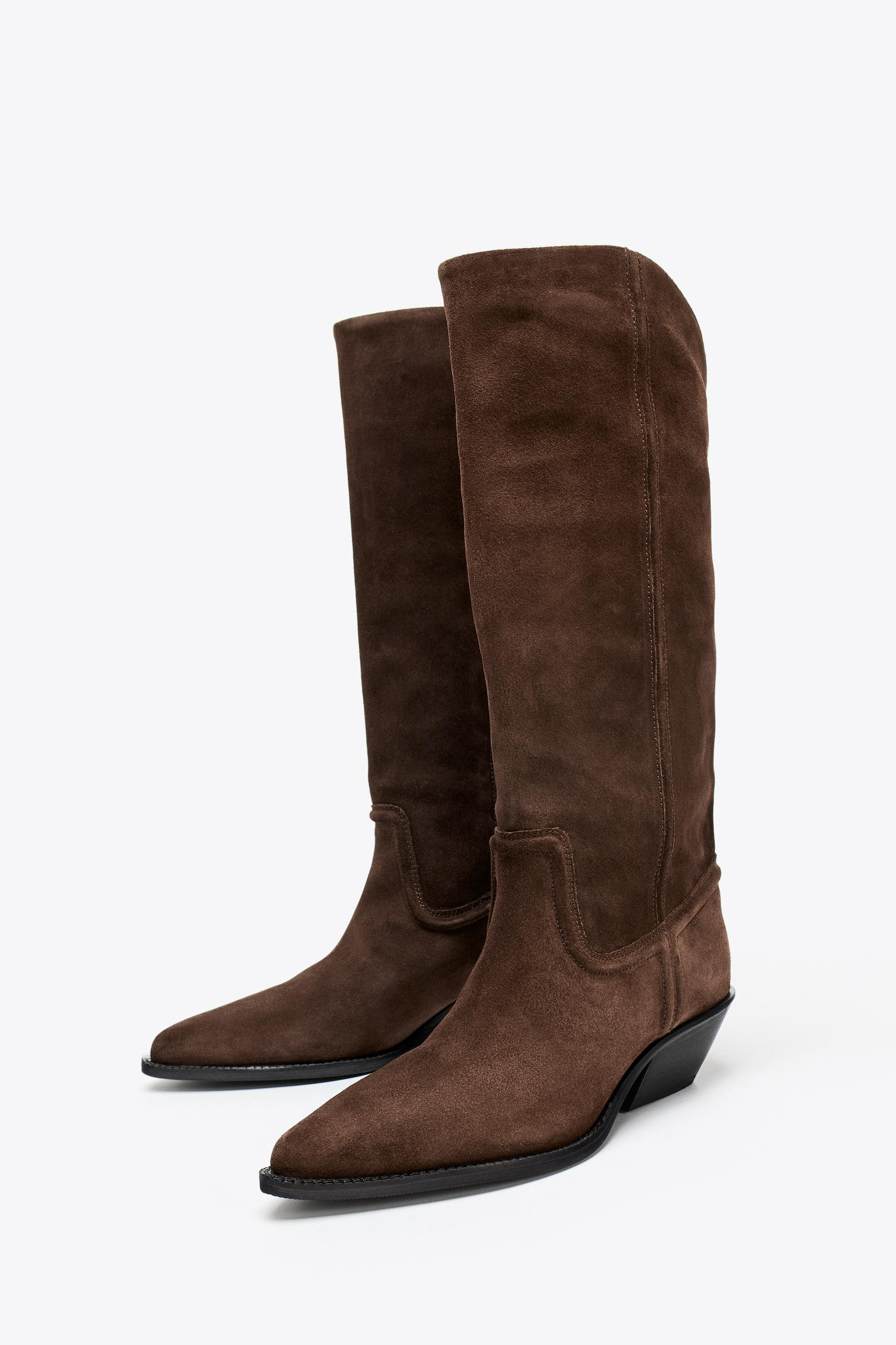 SPLIT LEATHER HEELED COWBOY BOOTS | Zara Canada