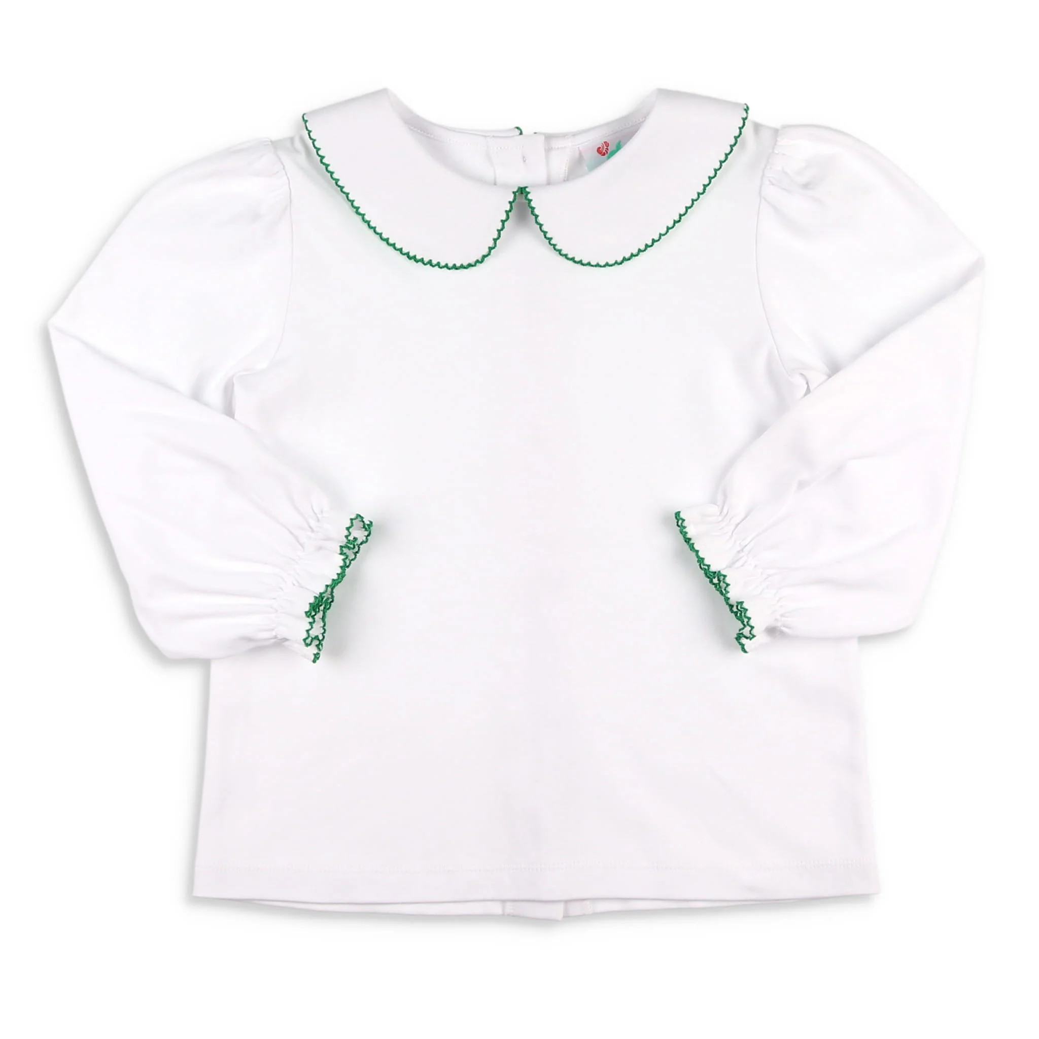 Girls Green Picot Collared Top - Shrimp and Grits Kids | Shrimp and Grits Kids