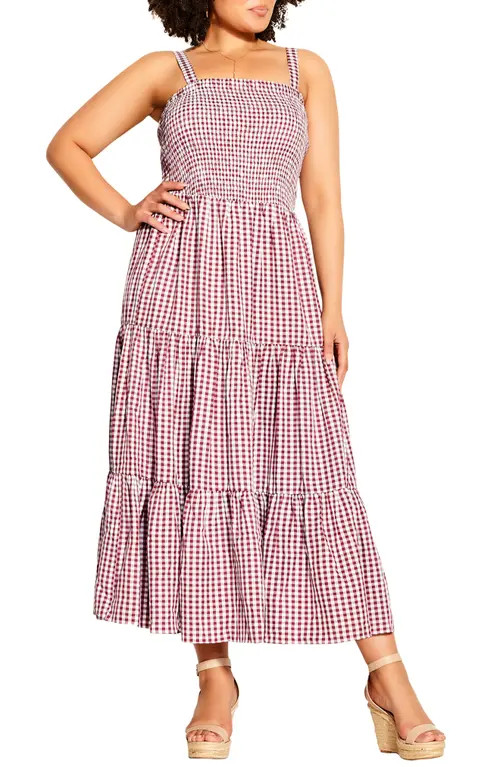 City Chic Gingham Sundress in Roseberry Gingham at Nordstrom | Nordstrom