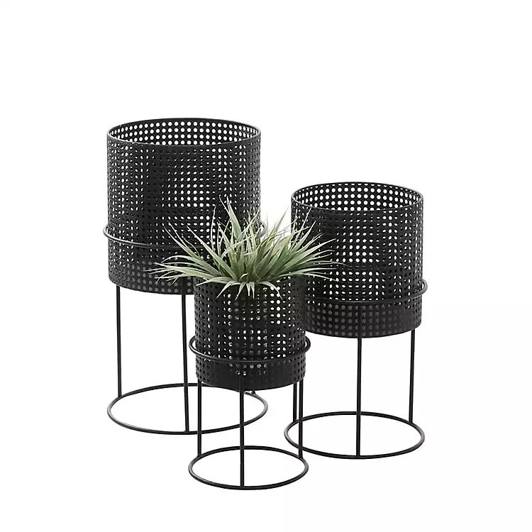 Black Metal Basket Weave Planters, Set of 3 | Kirkland's Home