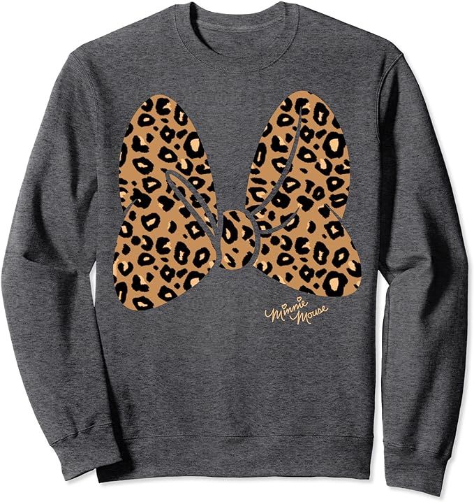 Disney Minnie Mouse Leopard Print Bow Sweatshirt | Amazon (US)