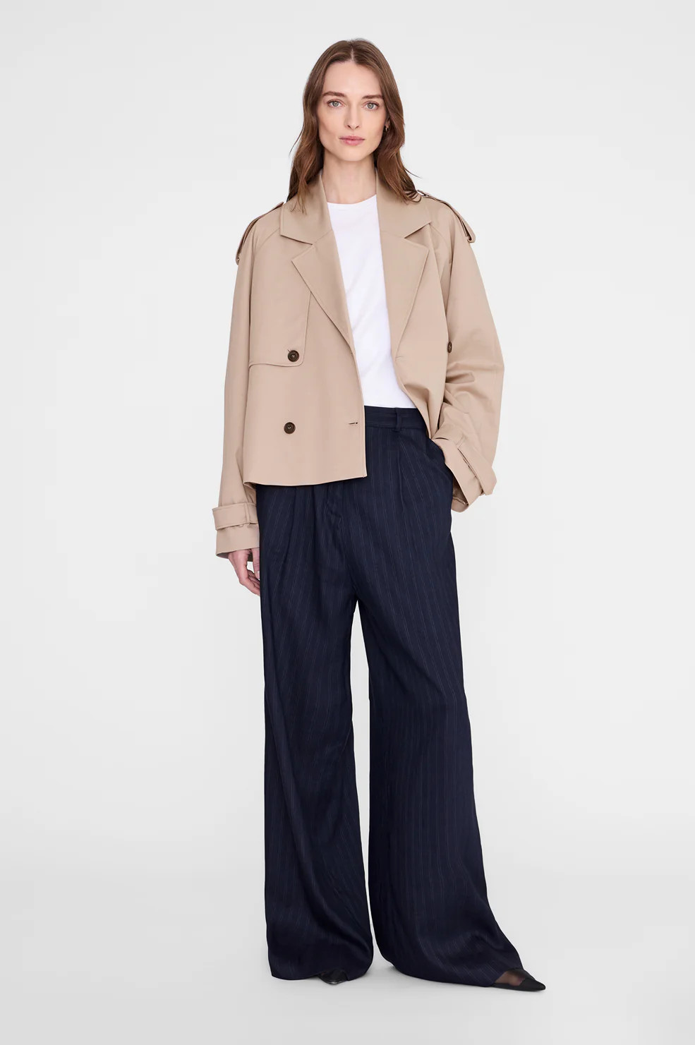Rickie Cropped Trench - Beige | Anine Bing