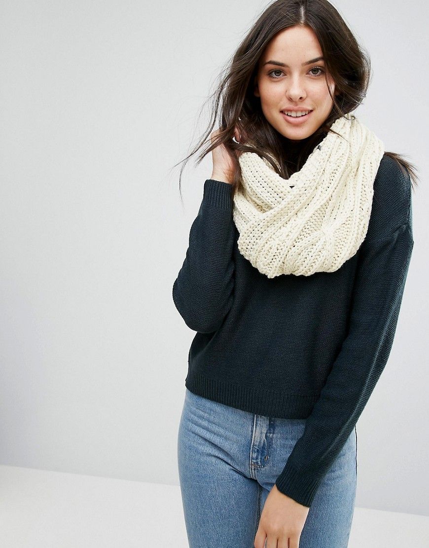 Plush Fleece Lined XO Cable Infinity Scarf in Oatmeal - Beige | ASOS US