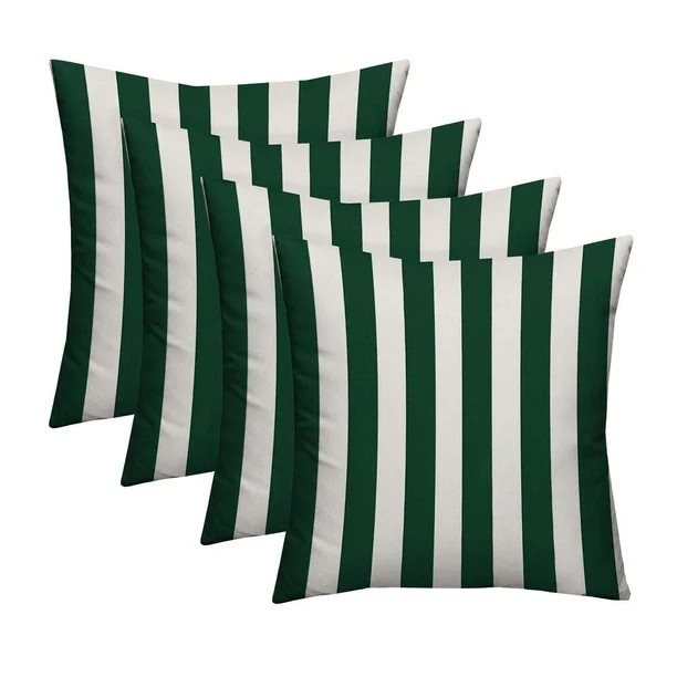 RSH Décor Indoor Outdoor Set of 4 Pillows 20" x 20", Hunter Green & White Stripe | Walmart (US)