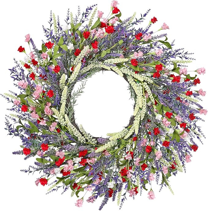 26 Inch Large Lavender Wreath for Front Door Greenery Summer Spring Wreaths for Front Door Wreath... | Amazon (US)