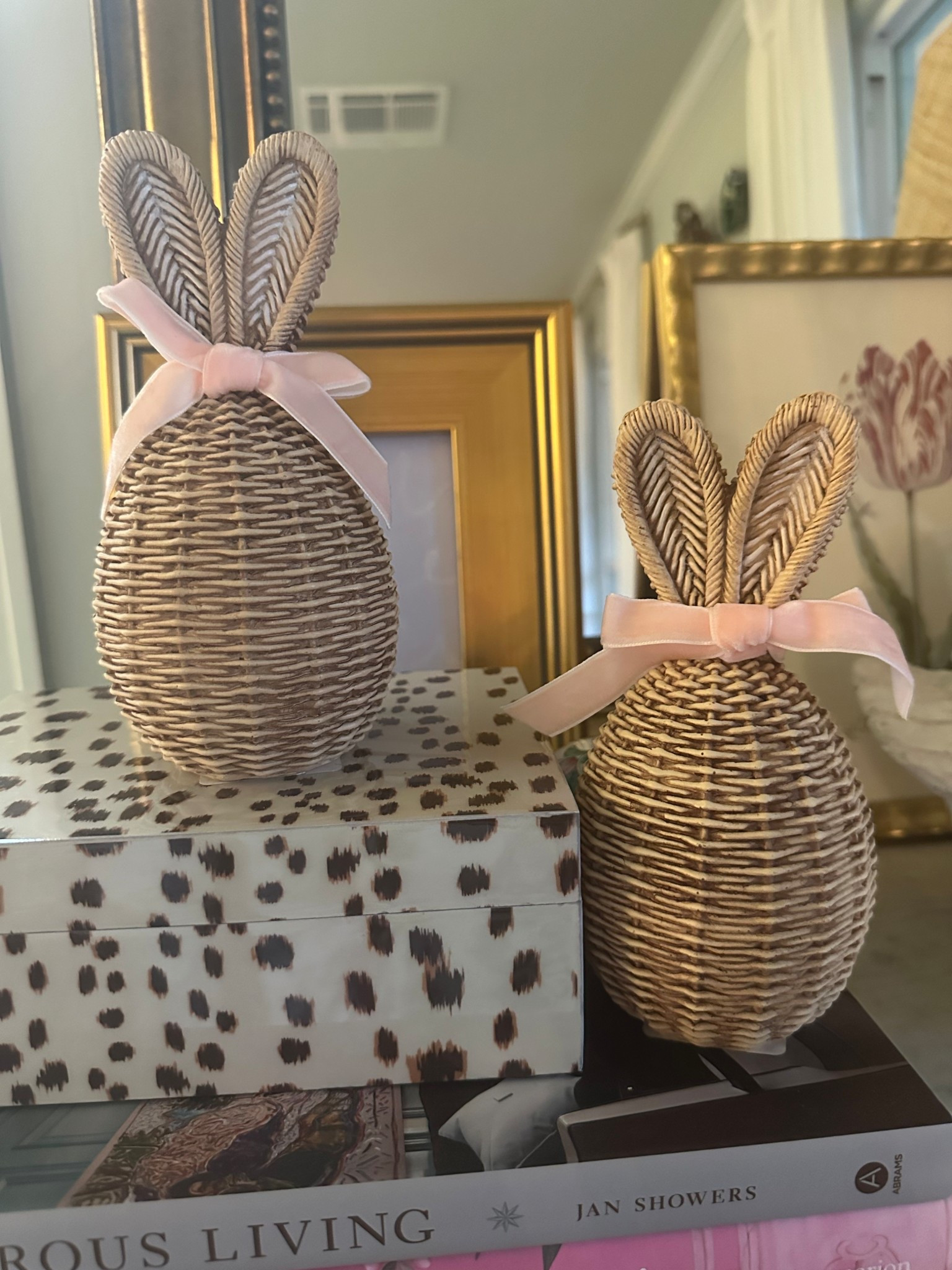 New HomeGoods finds.
Wicker rattan egg bunnies. 