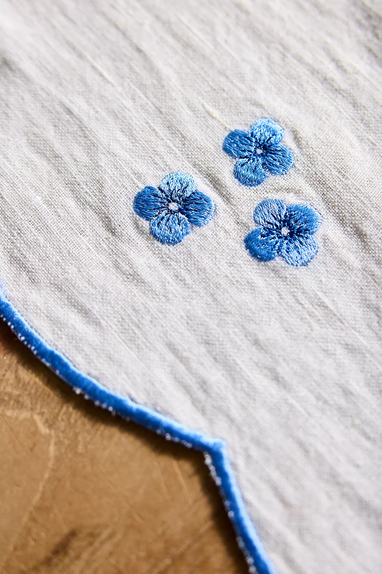 Embroidered Hydrangea Linen Runner | Anthropologie (US)