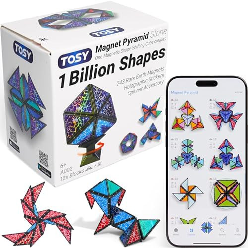TOSY Magnet Pyramid Stone - 1 Cube Transforms into 1 Billion Shapes, 14 pcs (12 Puzzle pcs and 2 ... | Amazon (US)