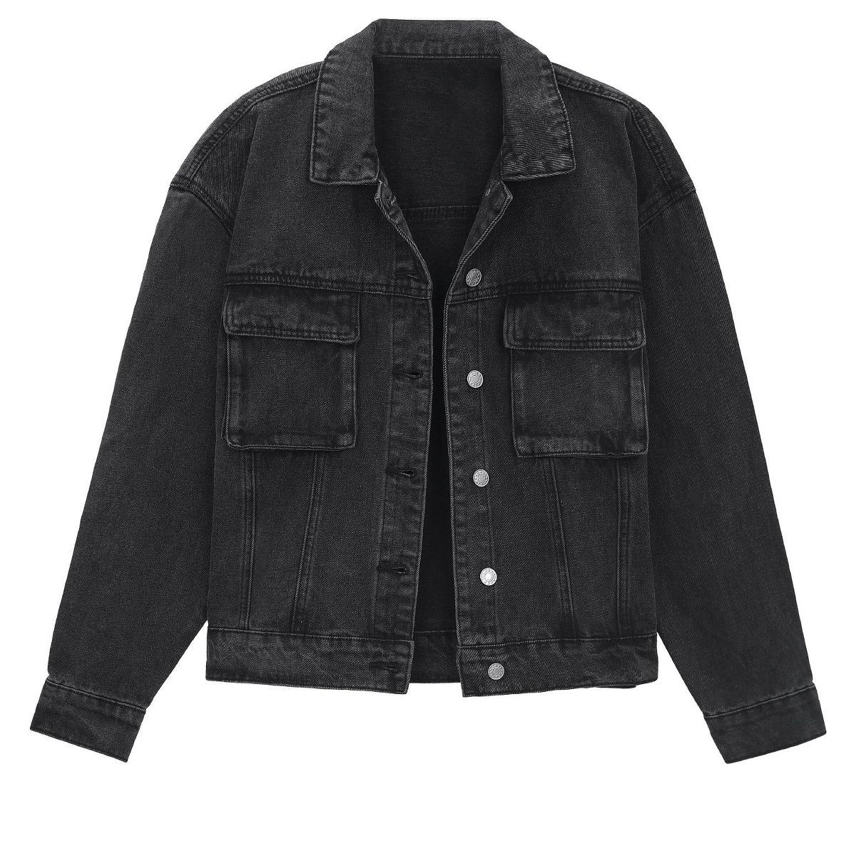 INSPIRE CHIC Women's Button Down Long Sleeve Oversized Denim Jacket | Target