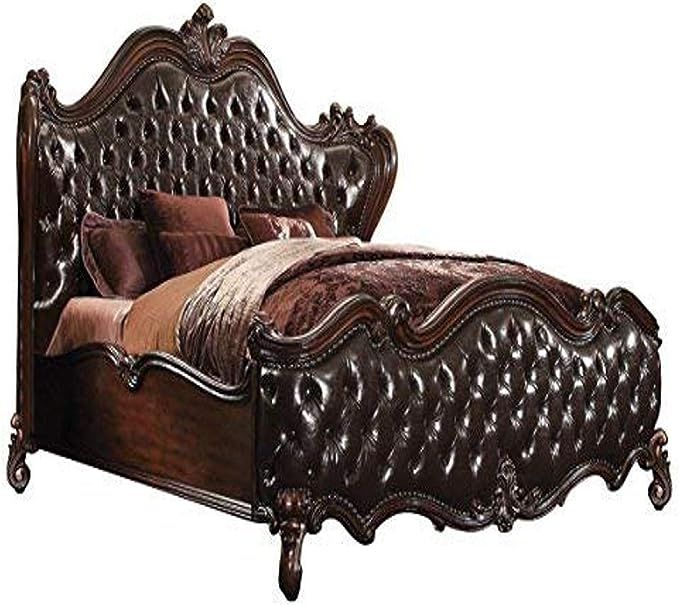 ACME Versailles Queen Bed - 21120Q - 2-Tone Dark Brown PU & Cherry Oak | Amazon (US)