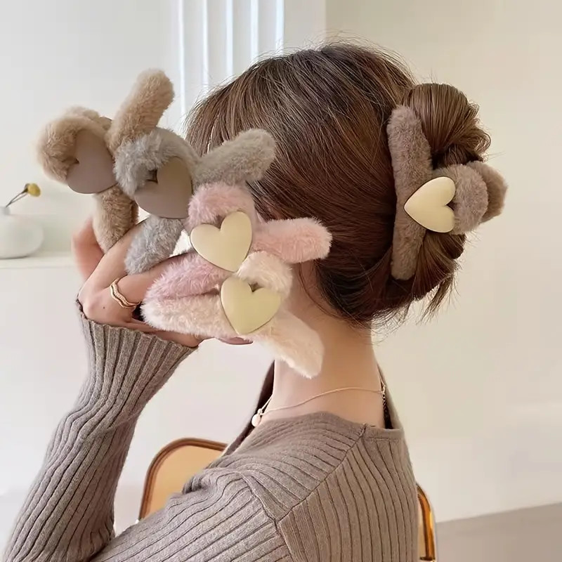 Plush Doll Hair Clip Cute Headdress Back Head Hair Claw Feamale Hair Accessories | Temu Affiliate Program
