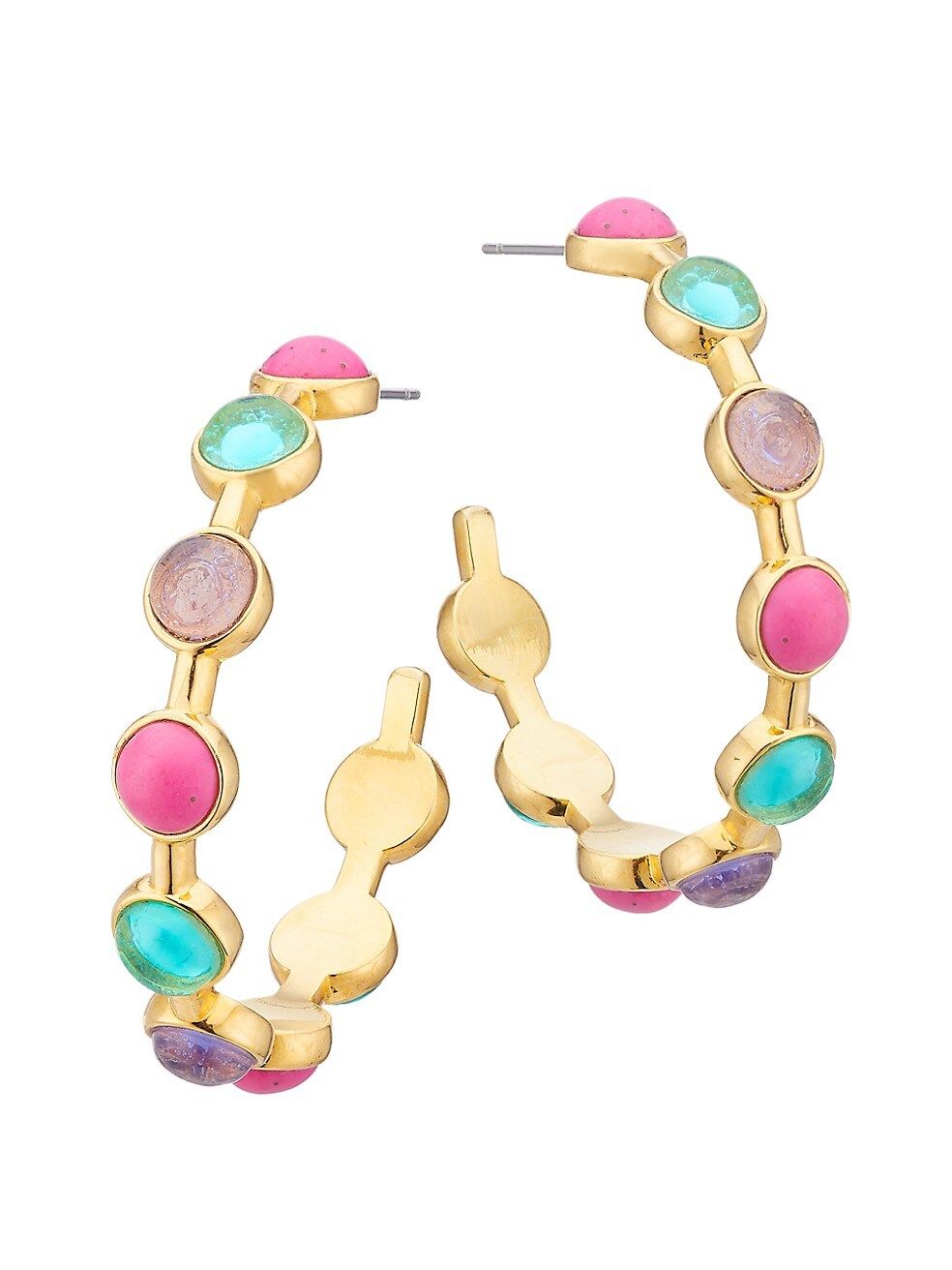 14K-Gold-Plated, Stone, & Resin Cabochon Hoop Earrings | Saks Fifth Avenue