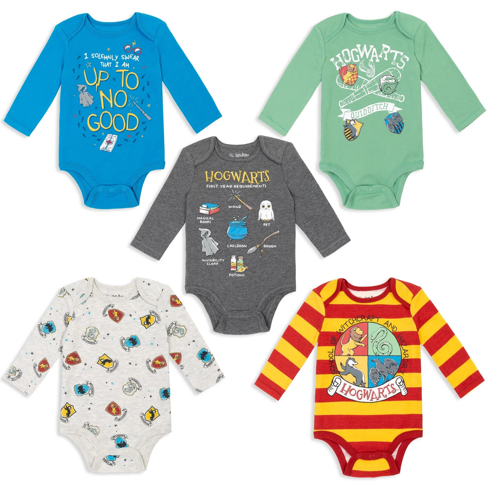 Harry Potter Newborn Baby Boys 5 Pack Bodysuits Newborn to Infant | Walmart (US)